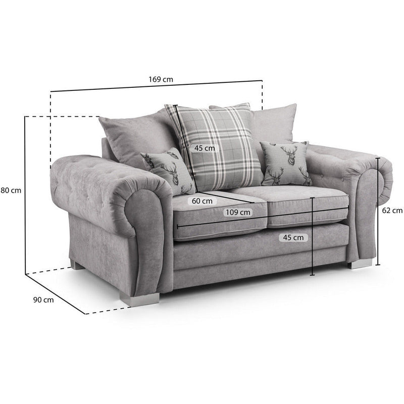 Verona Grey Soft Textured 2 Seater Sofa