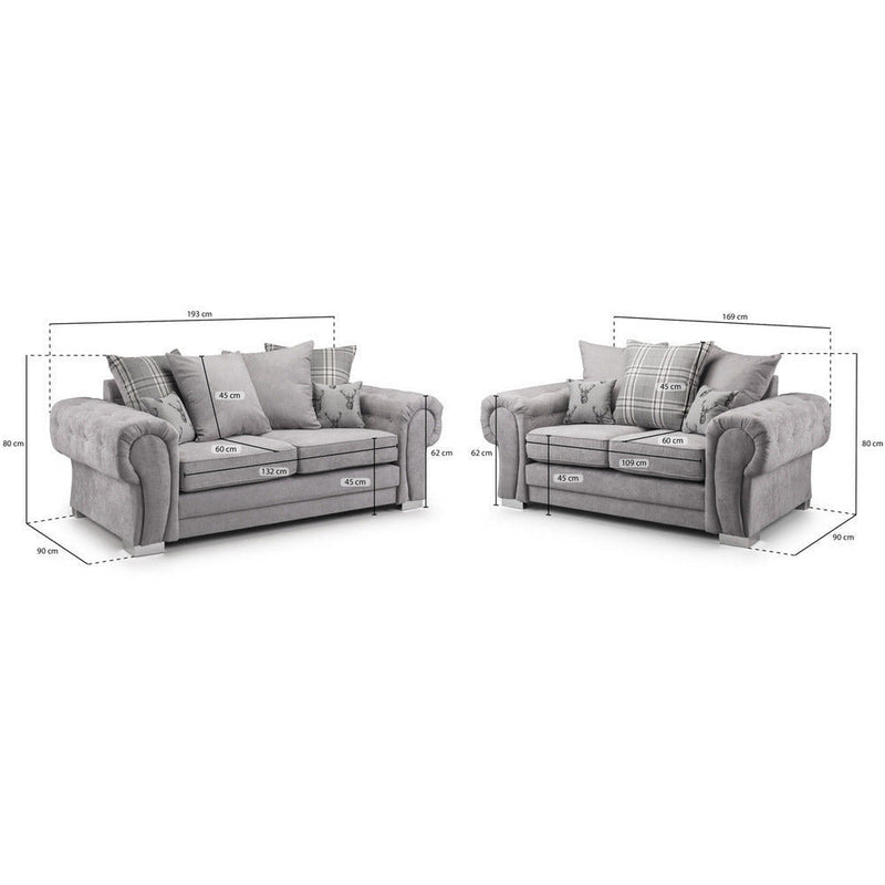 Verona Grey Soft Textured 2 & 3 Seater Sofa Set