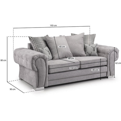 Verona Grey Soft Textured 3 Seater Sofa