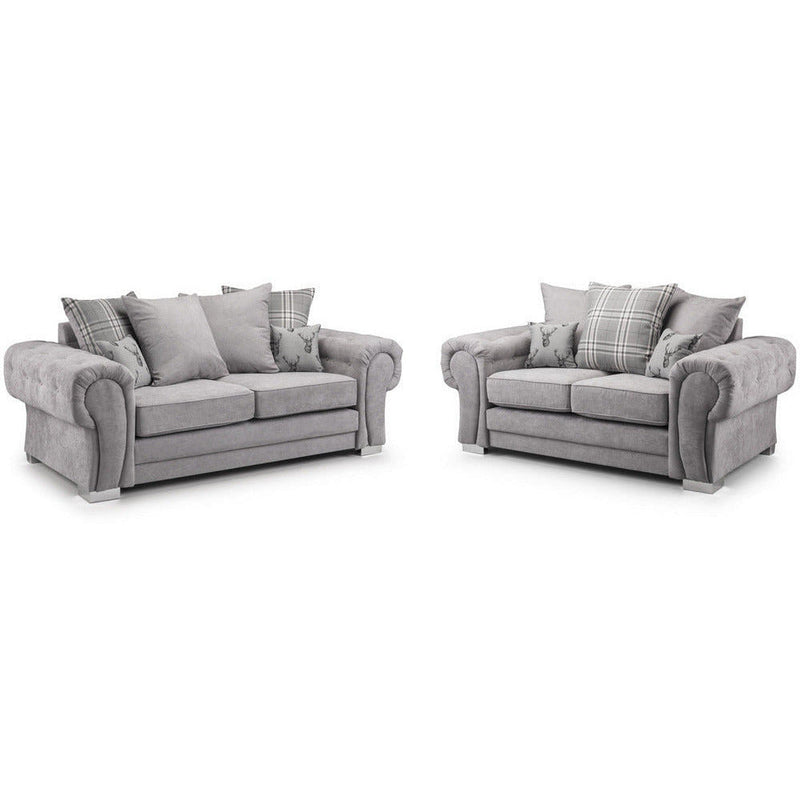 Verona Grey Soft Textured 2 & 3 Seater Sofa Set