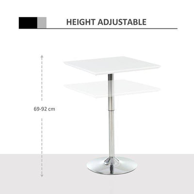 Versatile Bar Table Pub Height Adjusted Rectangular Desk Steel Base Durable - White