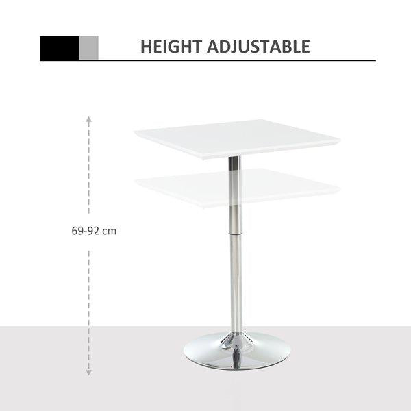 Versatile Bar Table Pub Height Adjusted Rectangular Desk Steel Base Durable - White