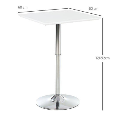 Versatile Bar Table Pub Height Adjusted Rectangular Desk Steel Base Durable - White