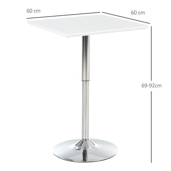 Versatile Bar Table Pub Height Adjusted Rectangular Desk Steel Base Durable - White