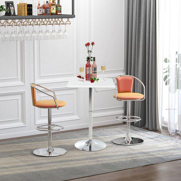 Versatile Bar Table Pub Height Adjusted Rectangular Desk Steel Base Durable - White