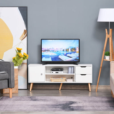 Scandinavian-Style TV Stand, With Drawers Cabinet - White