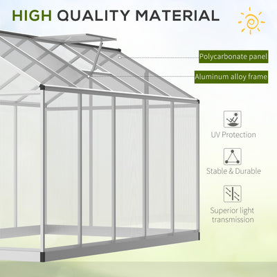 Outsunny 6x10ft Clear Polycarbonate Greenhouse Aluminium Frame Large Walk-In Garden Plants Grow