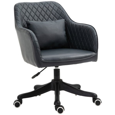 Diamond Pattern Tub Office Chair w/ Massage Pillow Adjustable Height- Black