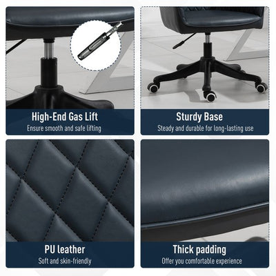 Diamond Pattern Tub Office Chair w/ Massage Pillow Adjustable Height- Black