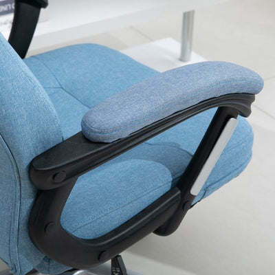 Executive Office Gaming Linen Chair w/ Adjustable Padded Seat & Wheels -  Blue