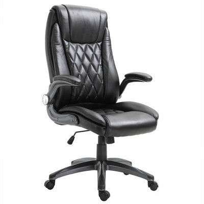 Executive Office Chair Sleek Ergonomic PU Leather 360° Rotation w/ Headrest-  Black