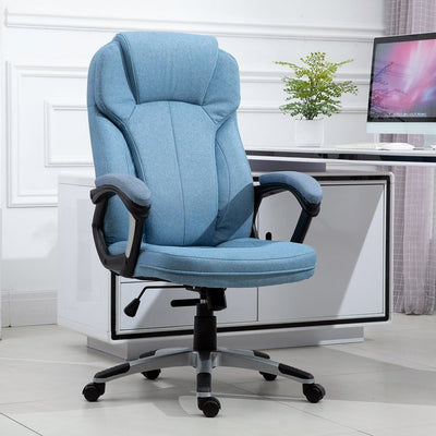 Executive Office Gaming Linen Chair w/ Adjustable Padded Seat & Wheels -  Blue