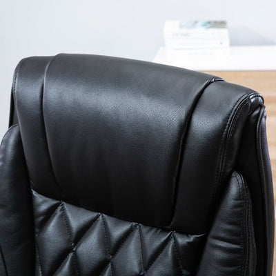 Executive Office Chair Sleek Ergonomic PU Leather 360° Rotation w/ Headrest-  Black