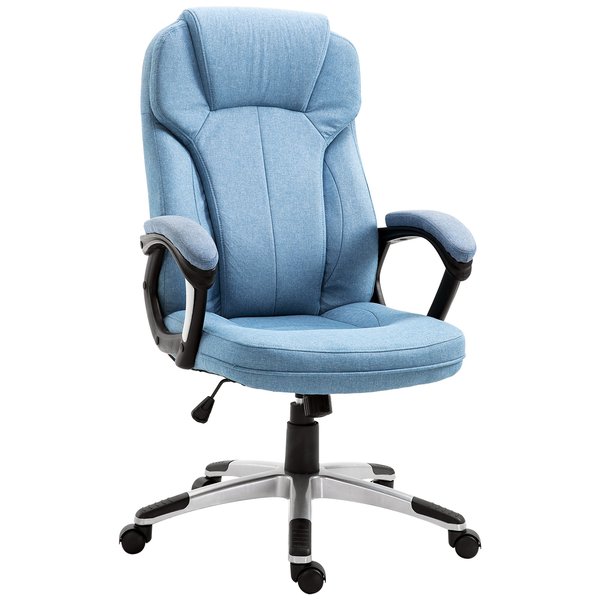 Executive Office Gaming Linen Chair w/ Adjustable Padded Seat & Wheels -  Blue