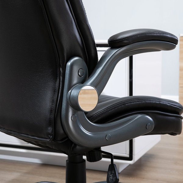 Executive Office Chair Sleek Ergonomic PU Leather 360° Rotation w/ Headrest-  Black