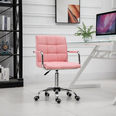 Executive PU Padded Swivel Office Chair With Adjustable Height - Pink