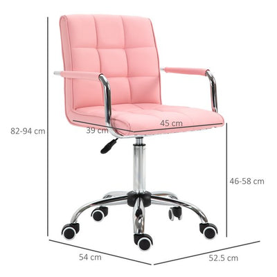 Executive PU Padded Swivel Office Chair With Adjustable Height - Pink