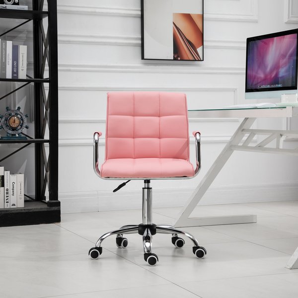 Executive PU Padded Swivel Office Chair With Adjustable Height - Pink