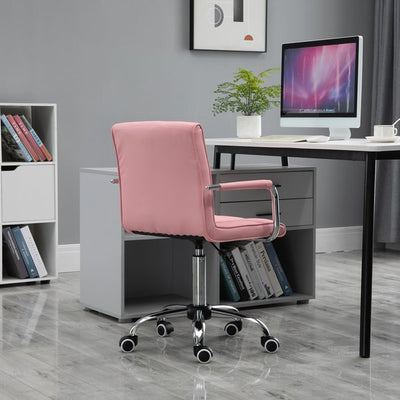 Executive PU Padded Swivel Office Chair With Adjustable Height - Pink