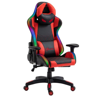 Gaming Office Chair with RGB LED Light, Lumbar Support, Gamer Recliner- Red