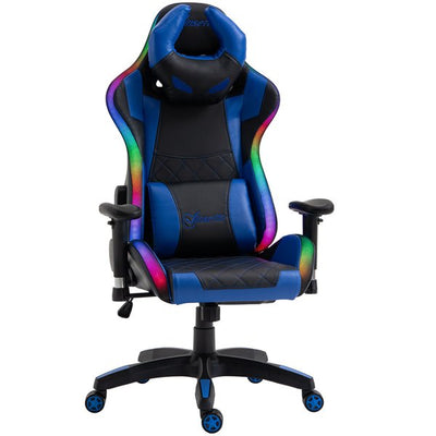 Gaming Office Chair with RGB LED Light, Lumbar Support, Gamer Recliner- Blue