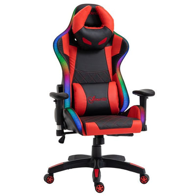 Gaming Office Chair with RGB LED Light, Lumbar Support, Gamer Recliner- Red