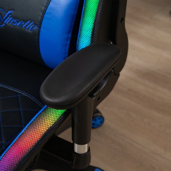 Gaming Office Chair with RGB LED Light, Lumbar Support, Gamer Recliner- Blue