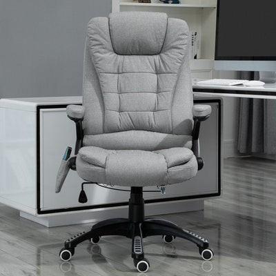 Heated Massage Recliner Office Chair Ergonomic 130° Locking 360° Rotation- Grey