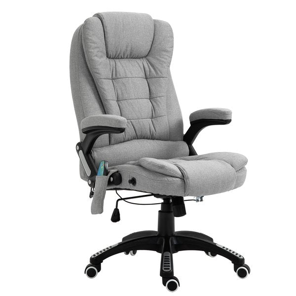 Heated Massage Recliner Office Chair Ergonomic 130° Locking 360° Rotation- Grey