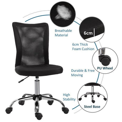 Mesh Ergonomic Home Office Chair w/ Wheels - Black