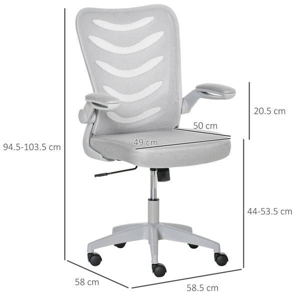 Swivel Seat With Armrest, Adjustable Height & Lumbar Support, Home Office Chair - Grey