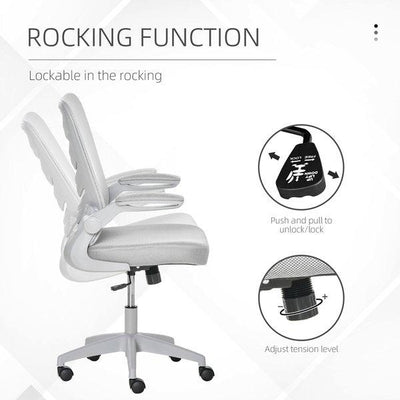 Swivel Seat With Armrest, Adjustable Height & Lumbar Support, Home Office Chair - Grey