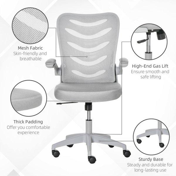 Swivel Seat With Armrest, Adjustable Height & Lumbar Support, Home Office Chair - Grey