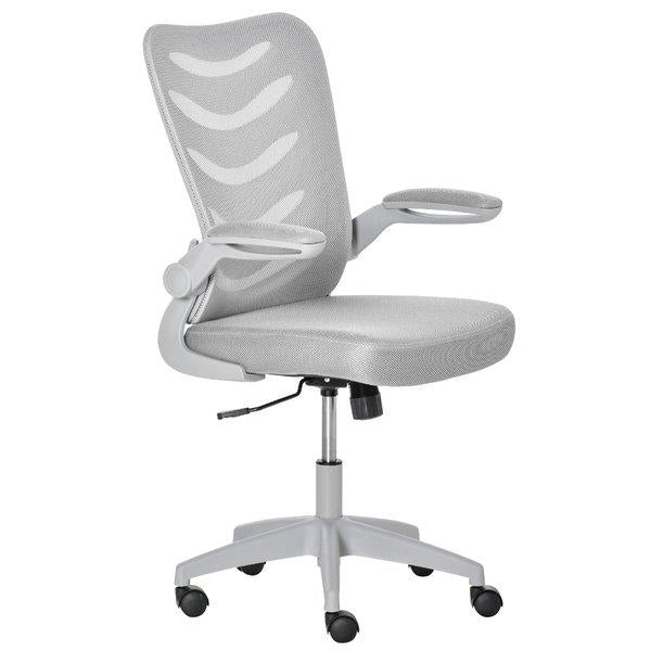 Swivel Seat With Armrest, Adjustable Height & Lumbar Support, Home Office Chair - Grey