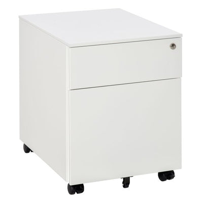 Steel Mobile Filing Lockable Cabinet With Pencil Tray, Home Office File Organiser - White