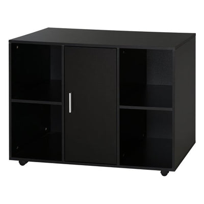 Mobile Printer Stand File Cabinet 360 Degree Casters E1 Particle Board Black