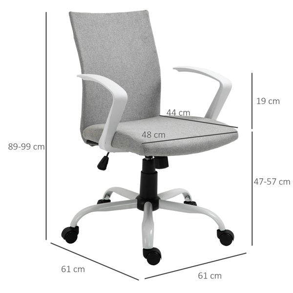 Office Chair Linen Swivel Computer Desk Chair Home Study Task Chair- Light Grey