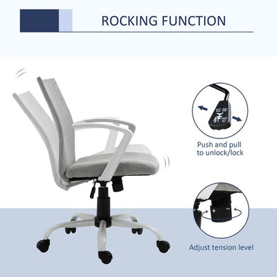 Office Chair Linen Swivel Computer Desk Chair Home Study Task Chair- Light Grey