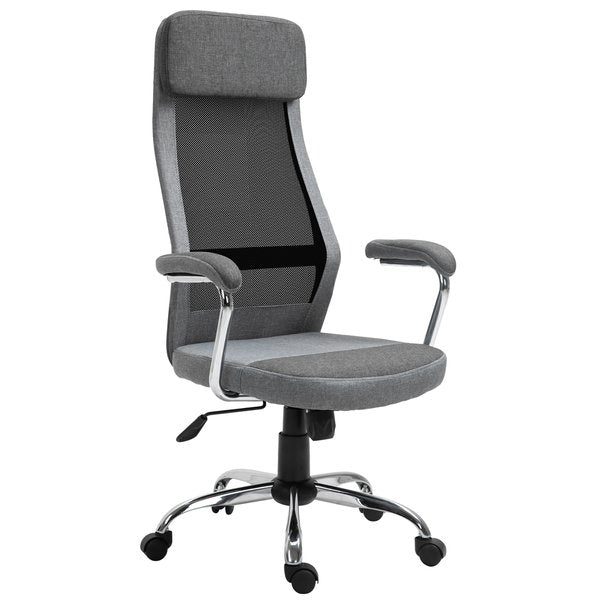 Mesh Ergonomic Home Office Chair High Back Swivel Seat with Arms - Grey