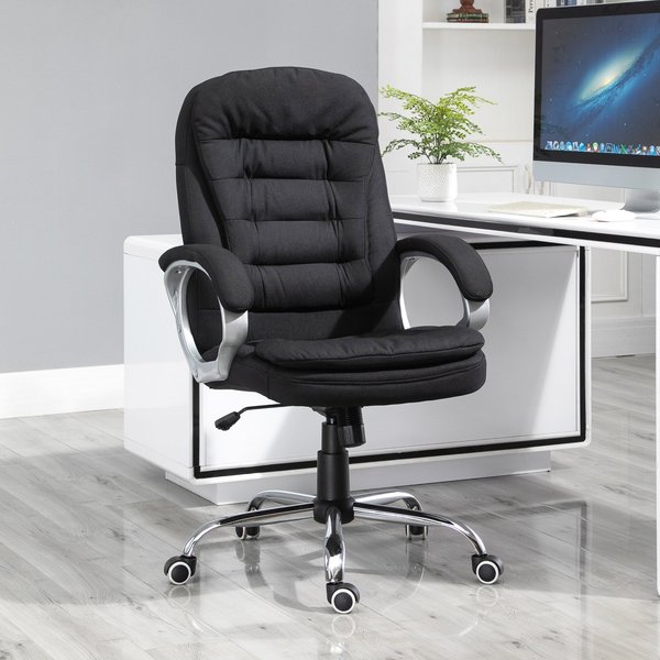 Office Armchair W/ 360° Swivel Base, Lumbar Support & Adjustable Height - Black