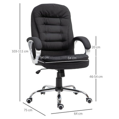 Office Armchair W/ 360° Swivel Base, Lumbar Support & Adjustable Height - Black