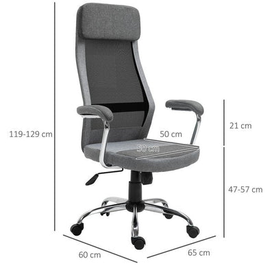 Mesh Ergonomic Home Office Chair High Back Swivel Seat with Arms - Grey