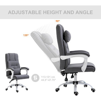 Office Chair Ergonomic Reclining Executive Home Office Chair w/ Pillow- Grey