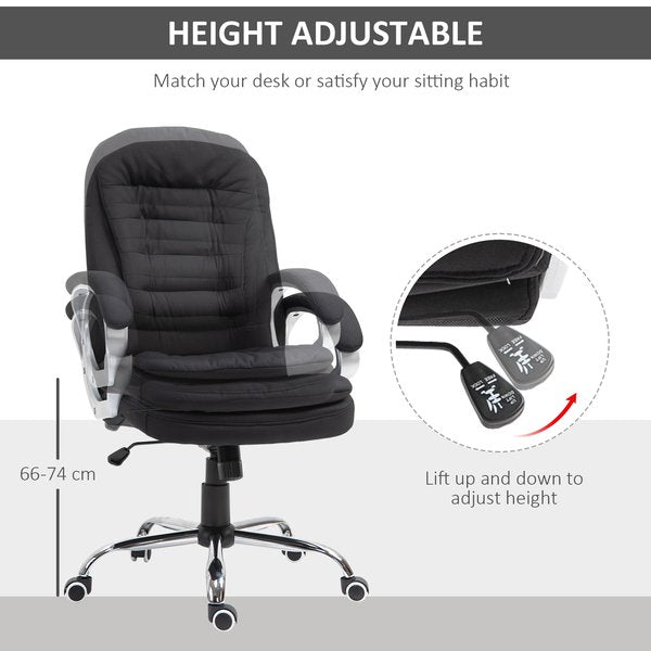 Office Armchair W/ 360° Swivel Base, Lumbar Support & Adjustable Height - Black