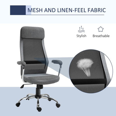 Mesh Ergonomic Home Office Chair High Back Swivel Seat with Arms - Grey