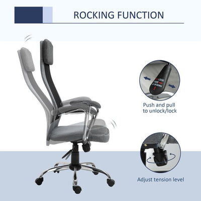 Mesh Ergonomic Home Office Chair High Back Swivel Seat with Arms - Grey