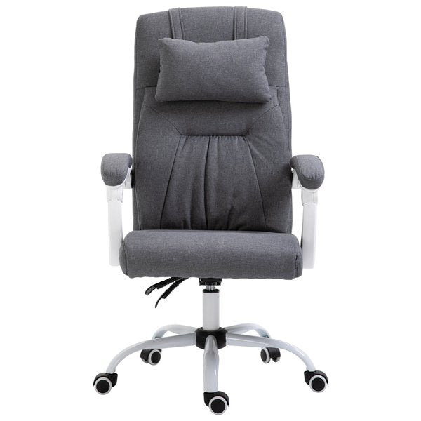 Office Chair Ergonomic Reclining Executive Home Office Chair w/ Pillow- Grey