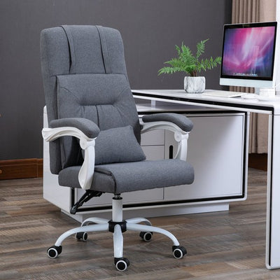 Office Chair Ergonomic Reclining Executive Home Office Chair w/ Pillow- Grey