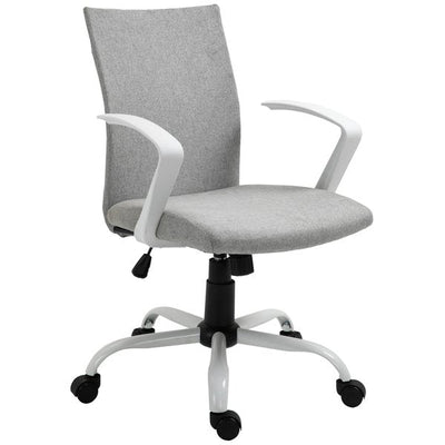 Office Chair Linen Swivel Computer Desk Chair Home Study Task Chair- Light Grey