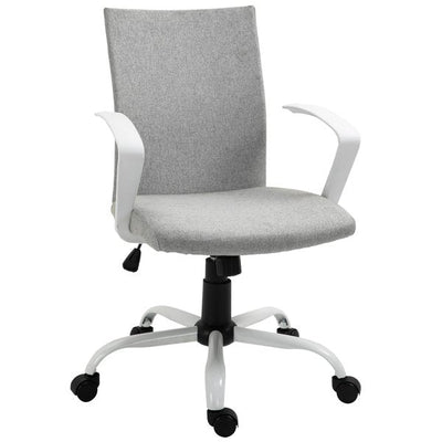 Office Chair Linen Swivel Computer Desk Chair Home Study Task Chair- Light Grey